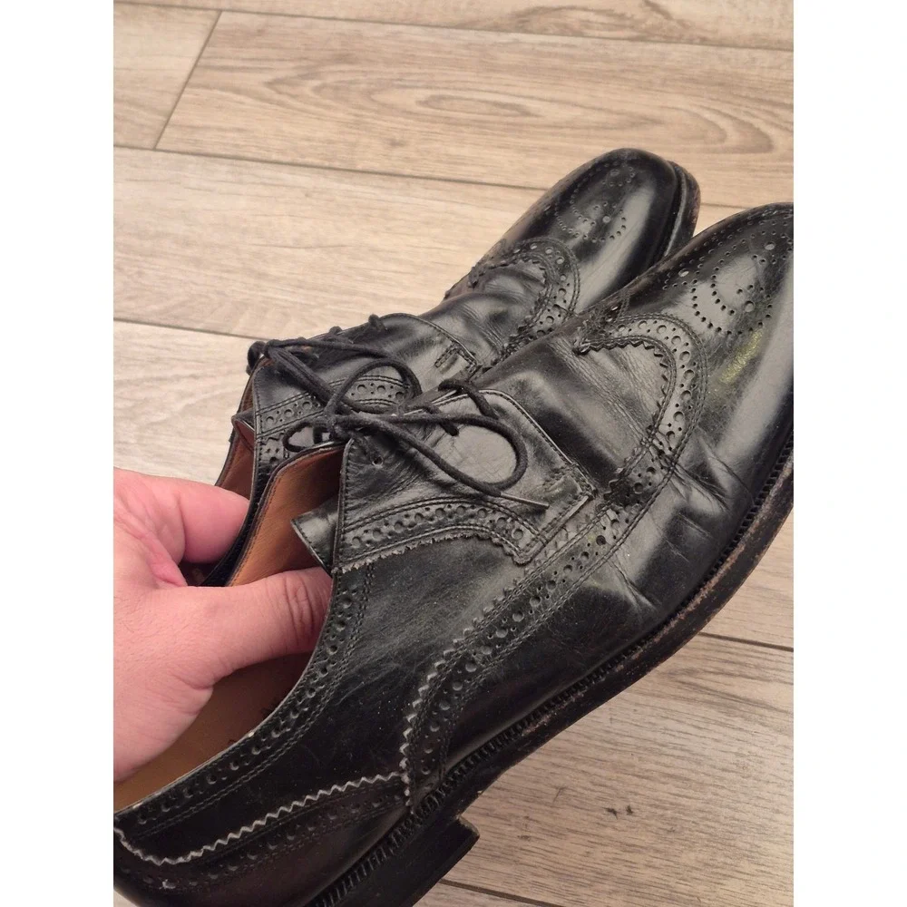 Bally Switzerland Mens Black Leather‎ Wingtip Goodyear Oxford Dress Shoes 10 E